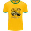 Army Ambulance Military Paramedic Medic Mens Ringer T-Shirt Gold/Green