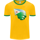 Curled Djibouti Flag Djiboutians Day Football Mens Ringer T-Shirt FotL Gold/Green