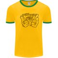 Pew Pew Pew Hands Funny Lightsaber Sci-Fi Mens Ringer T-Shirt Gold/Green