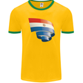 Curled Paraguay Flag Paraguayan Day Football Mens Ringer T-Shirt FotL Gold/Green