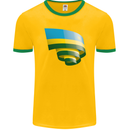 Curled Rwanda Flag Rwandan Day Football Mens Ringer T-Shirt FotL Gold/Green
