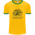 Bushcraft Funny Outdoor Persuits Camping Scouts Mens Ringer T-Shirt FotL Gold/Green