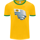 Curled Uruguay Flag Uruguayan Day Football Mens Ringer T-Shirt FotL Gold/Green