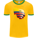 Curled Ecuador Flag Ecuadorian Day Football Mens Ringer T-Shirt FotL Gold/Green