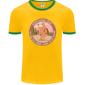 Sloth Hiking Team Funny Trekking Walking Mens Ringer T-Shirt FotL Gold/Green