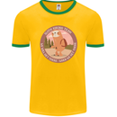 Sloth Hiking Team Funny Trekking Walking Mens Ringer T-Shirt FotL Gold/Green