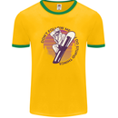 Snowboarding Dont Follow Me Funny Mens Ringer T-Shirt Gold/Green