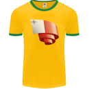 Curled Malta Flag Maltese Day Football Mens Ringer T-Shirt FotL Gold/Green