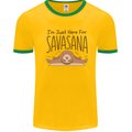 Im Just Here for the Savasana Funny Yoga Mens Ringer T-Shirt Gold/Green