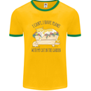 Plans With My Cat in the Garden Gardener Mens Ringer T-Shirt Gold/Green