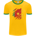 Torn Cameroon Flag Cameroonian Day Football Mens Ringer T-Shirt FotL Gold/Green