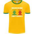 Player Two Wanted Funny Singles Day Gaming Mens Ringer T-Shirt FotL Gold/Green