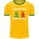 Player Two Wanted Funny Singles Day Gaming Mens Ringer T-Shirt FotL Gold/Green