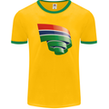 Curled Gambia Flag Gambian Day Football Mens Ringer T-Shirt FotL Gold/Green