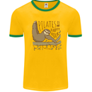 Pilates My Happy Hour Funny Yoga Sloth Mens Ringer T-Shirt Gold/Green