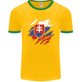 Torn Slovakia Flag Slovakia Day Football Mens Ringer T-Shirt FotL Gold/Green