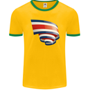 Curled Costa Rica Flag Rican Day Football Mens Ringer T-Shirt FotL Gold/Green
