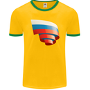 Curled Russia Flag Russian Day Football Mens Ringer T-Shirt FotL Gold/Green