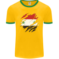 Torn Syria Flag Syrian Day Football Mens Ringer T-Shirt FotL Gold/Green