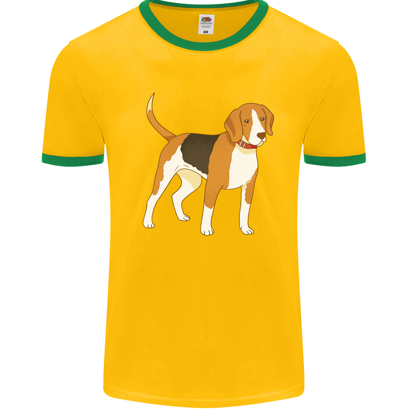 A Beagle Small Scent Hound Dog Mens Ringer T-Shirt Gold/Green