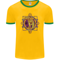 A Geometric Chameleon Mens Ringer T-Shirt FotL Gold/Green