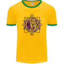 A Geometric Chameleon Mens Ringer T-Shirt FotL Gold/Green