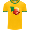 Curled Benin Flag Beninese Day Football Mens Ringer T-Shirt FotL Gold/Green