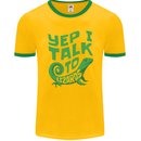 I Talk To Lizards Chameleons Bearded Dragons Mens Ringer T-Shirt FotL Gold/Green