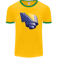 Curled Bosnia and Herzegovina Flag Day Football Mens Ringer T-Shirt FotL Gold/Green