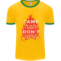 Funny Camping Camp Hair Dont Care Caravan Mens Ringer T-Shirt FotL Gold/Green