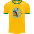 More Horse Riding Less Worrying Equestrian Mens Ringer T-Shirt FotL Gold/Green