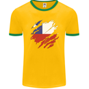 Torn Chile Flag Chilean Day Football Mens Ringer T-Shirt FotL Gold/Green