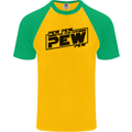 Pew Pew Pew Funny SCI-FI Movie Lightsaber Mens S/S Baseball T-Shirt Gold/Green