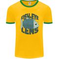 Fisheye Lens Funny Photography Photographer Mens Ringer T-Shirt Gold/Green