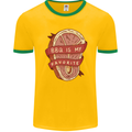 BBQ is My Favourite Funny Steak Grill Braai Mens Ringer T-Shirt FotL Gold/Green