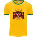 Cat Cult Evil Feline Devil Worship Satanic Mens Ringer T-Shirt FotL Gold/Green