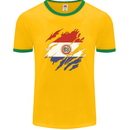 Torn Paraguay Flag Paraguayan Day Football Mens Ringer T-Shirt FotL Gold/Green