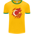 Torn Turkey Flag Turkish Day Football Mens Ringer T-Shirt FotL Gold/Green