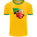 Curled Saint Kitts and Nevis Flag Day Football Mens Ringer T-Shirt FotL Gold/Green