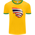 Curled Thailand Flag Thai Day Football Mens Ringer T-Shirt FotL Gold/Green