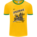 Speedrace Motorcycle Side Car Motorbike Mens Ringer T-Shirt Gold/Green