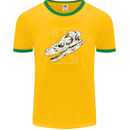 Palaeontology Velociraptor Skull Dinosaurs Mens Ringer T-Shirt FotL Gold/Green