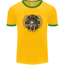 Union Jack Bodybuilding Gym Training Spartan Mens Ringer T-Shirt FotL Gold/Green