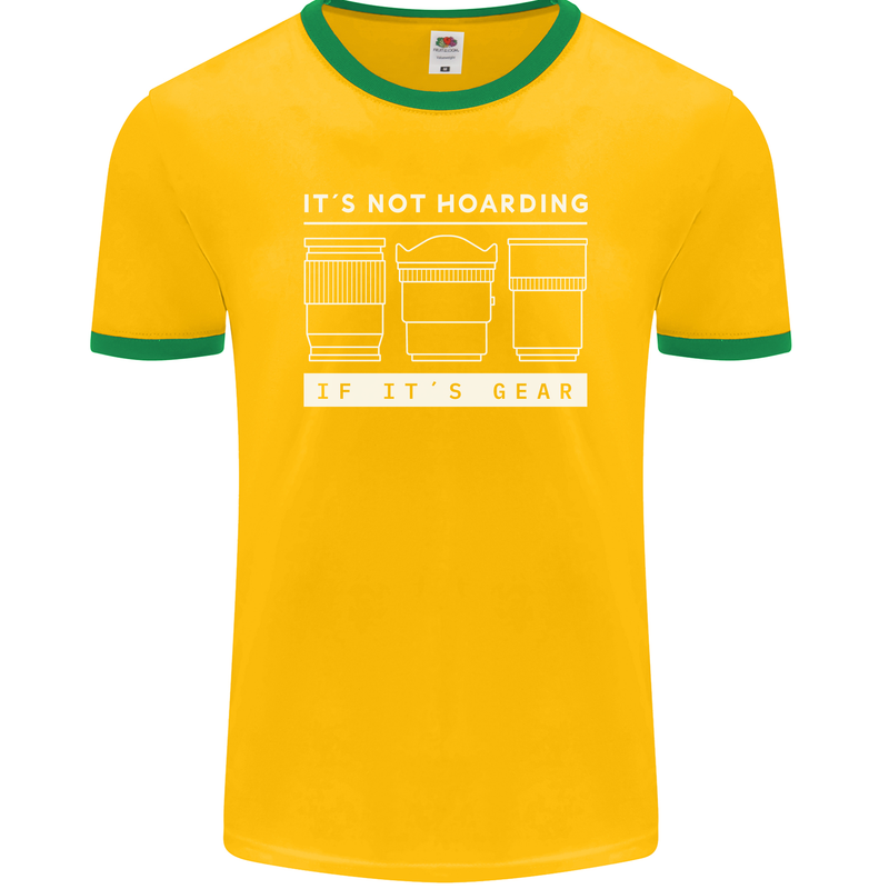 It's Not Hoarding if its Photography Photographer Mens Ringer T-Shirt FotL Gold/Green