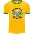 Weed Hanging With My Buds Cannabis Funny Mens Ringer T-Shirt Gold/Green