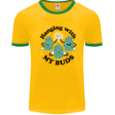 Weed Hanging With My Buds Cannabis Funny Mens Ringer T-Shirt Gold/Green