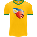 Curled Philippines Flag Philipino Day Football Mens Ringer T-Shirt FotL Gold/Green