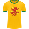 Torn Macedonia Flag Macedonian Day Football Mens Ringer T-Shirt FotL Gold/Green