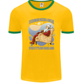Christmas Santa Claus Needs a Break Xmas Mens Ringer T-Shirt FotL Gold/Green