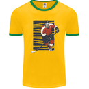 An Ice Hockey Player Mens Ringer T-Shirt Gold/Green